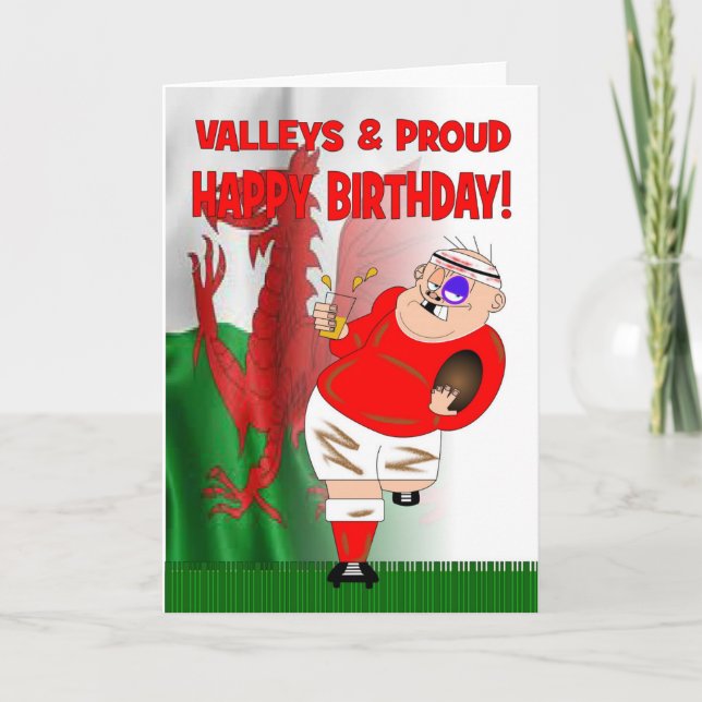 Valleys & Proud Rugby Geburtstagskarte Karte (Vorderseite)