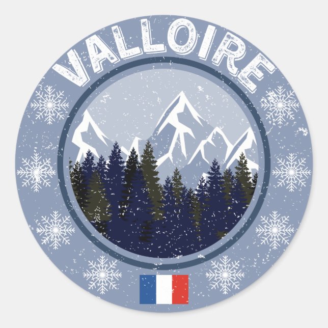 Valloire Skistation Runder Aufkleber (Vorderseite)