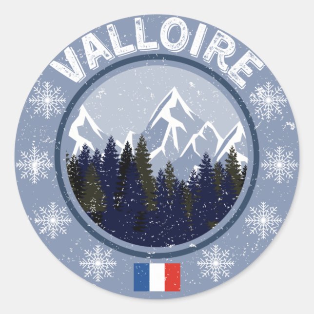 Valloire Skistation Runder Aufkleber (Vorderseite)