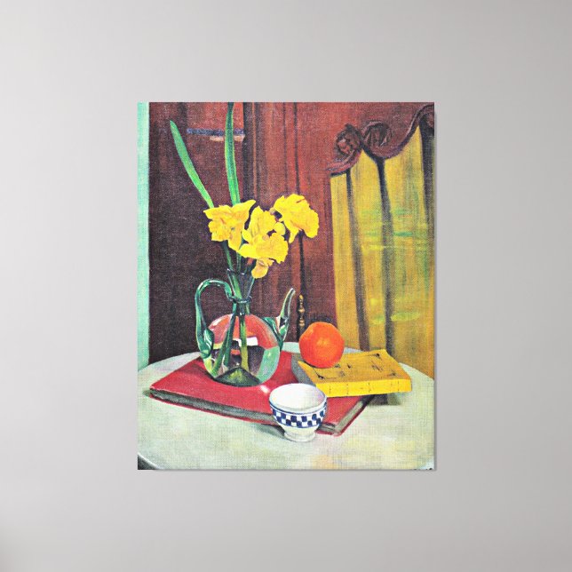 Vallotton - Jug mit gelben affodien Leinwanddruck (Vorderseite)