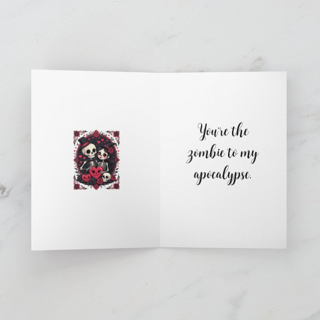 Valloween liebendes Skelett-Paar Karte (Innenseite)