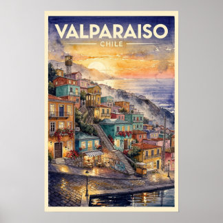 Valparaiso Chile Vintage Reise Poster