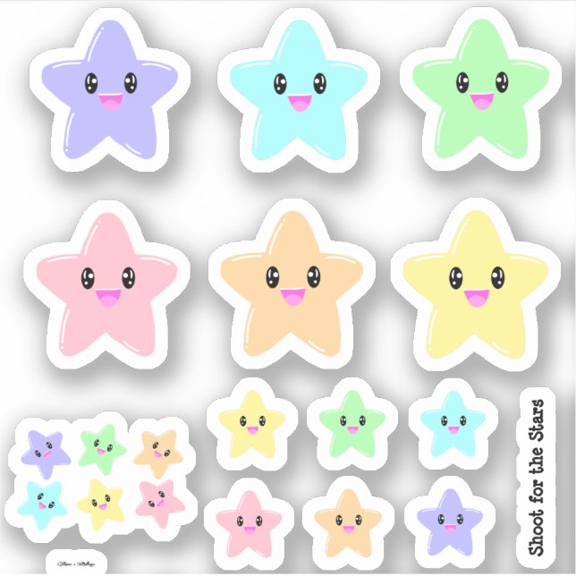 VALUE Kawaii Star Niedlicher Regenbogen Schießen f Aufkleber (Vorderseite)