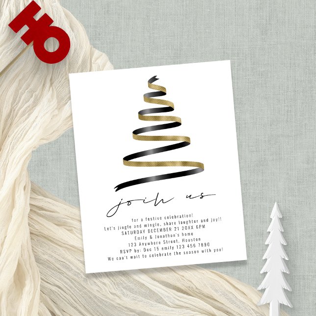 Value Simple Gold Black Tree Weihnachts-Party Flyer (Value PAPER not card alternative)