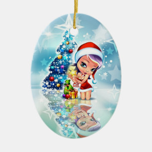 Valuegem Weihnachtself-Verzierung Keramik Ornament