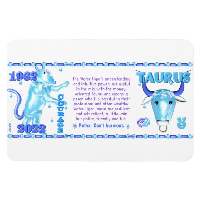 Valxart 1962 2022 WaterTiger zodiac Tautus Magnet (Horizontal)