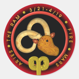 Valxart Aries zodiac Logo Runder Aufkleber
