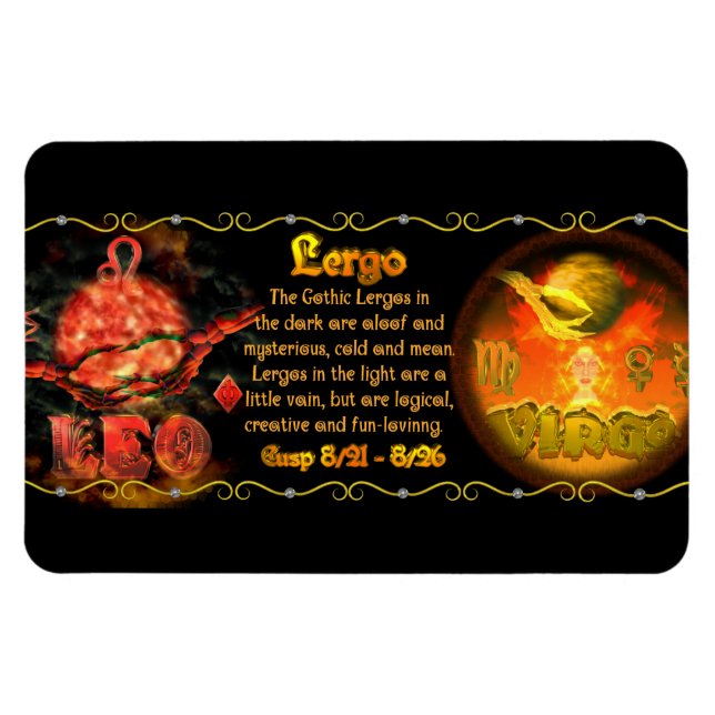 Valxart Gothic zodiac geboren Leo Virgo Cusp Magnet (Horizontal)