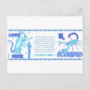 ValxArt Zodiac Wassertiger geboren Scorpio 1962 20 Postkarte