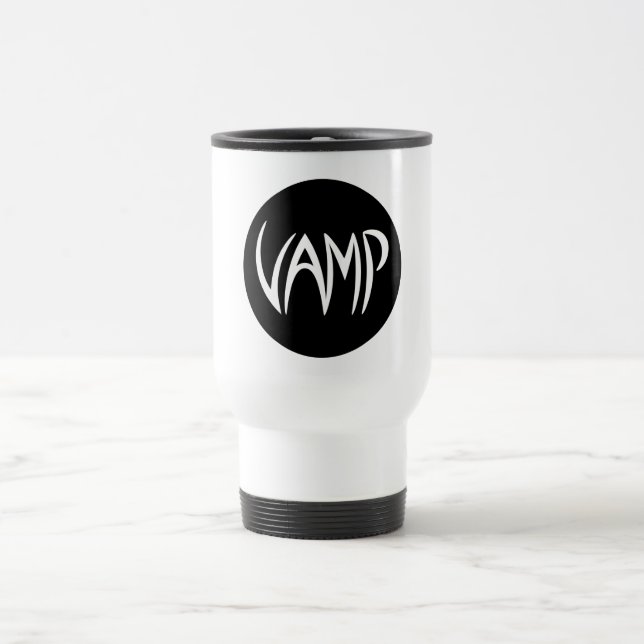 Vamp Text (schwarz/weiß) Reisebecher (Mittel)