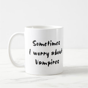 Vampir besorgt über kaffeetasse