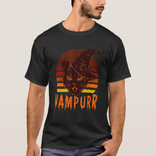 Vampir Dracula Katze Vampurr Retro Katzen Gesicht T-Shirt