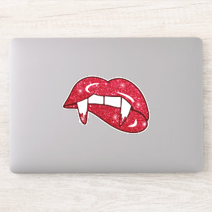 Vampir Glitter Lippen Rot Vampirzähne Aufkleber