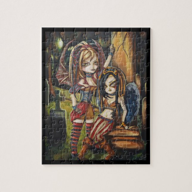 Vampir Goth Schwester-Fantasie-Kunst-Puzzlespiel (Vertikal)