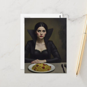 Vampir-Gräfin mit Spaghetti Postkarte