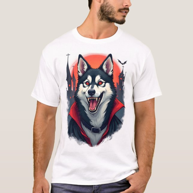 Vampir-Husky-Biss T-Shirt (Vorderseite)