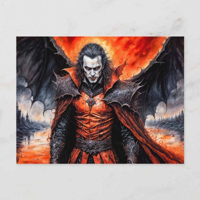 Vampir im roten Mondlicht Postkarte (Vorderseite)