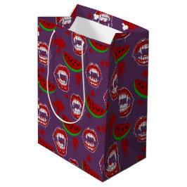 Vampir isst Wassermelone Halloween im Juli Lila Mittlere Geschenktüte