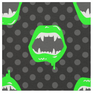 Vampir-Lippen-Monster mit Fangzähnen grün Stoff