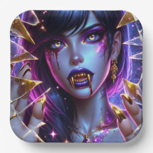 Vampir mit goldenen Augen und zähnlichem Halloween