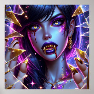 Vampir mit goldenen Fangzähnen Ai Kunst Poster