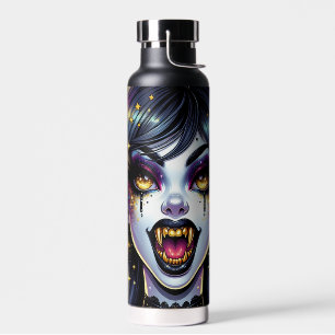 Vampir mit goldenen Fangzähnen Vollmond-Halloweenp Trinkflasche
