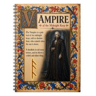 Vampir, mittelalterliche Bestiarien-Kunst Notizblock