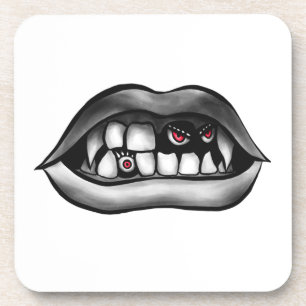 Vampir Mouth mit Fanggeräten und bösen Kreaturen Getränkeuntersetzer