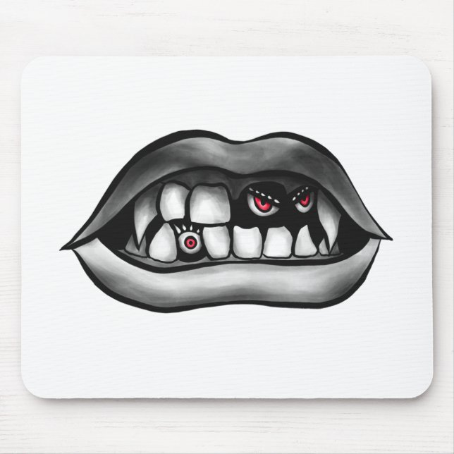 Vampir Mouth mit Fanggeräten und bösen Kreaturen Mousepad (Vorne)