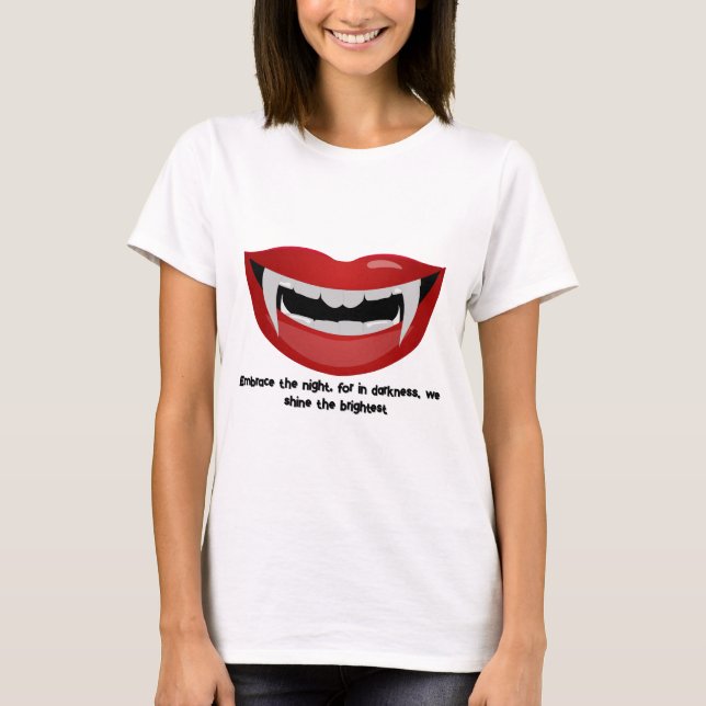 Vampir Mund mit Reißzähnen und Zähnen T-Shirt (Vorderseite)