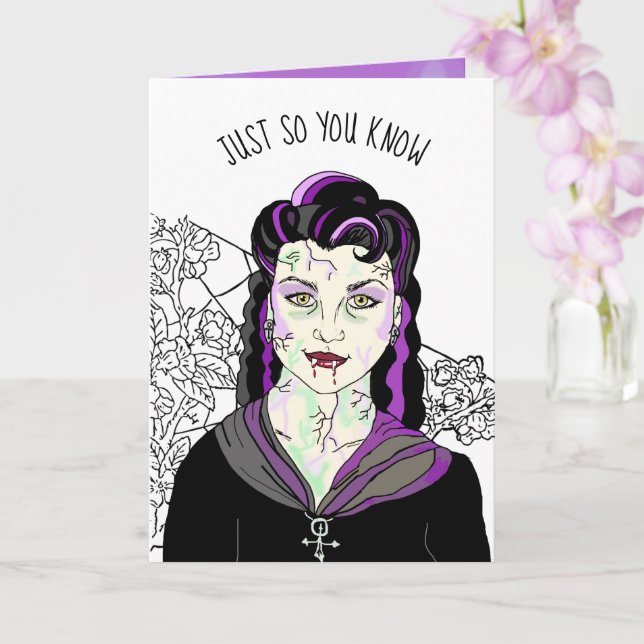 Vampir, Romantisches Halloween UNRESISTIBLE Karte (Orchidee)