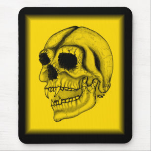 Vampir Schädel schwarz gelb Zeichnung Mousepad