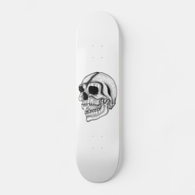 Vampir Schädel Schwarzweiß-Design Skateboard (Vorderseite)