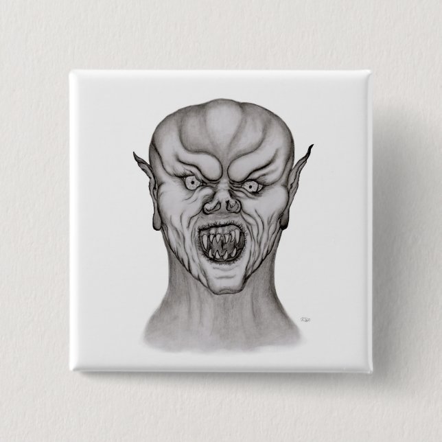 Vampir Schwarzweiß-Design Button (Vorderseite)