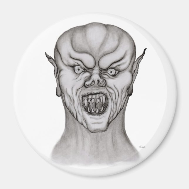 Vampir Schwarzweiß-Design Magnet (Vorne)