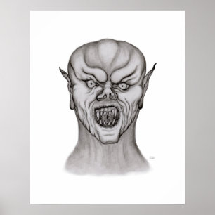 Vampir Schwarzweiß-Design Poster
