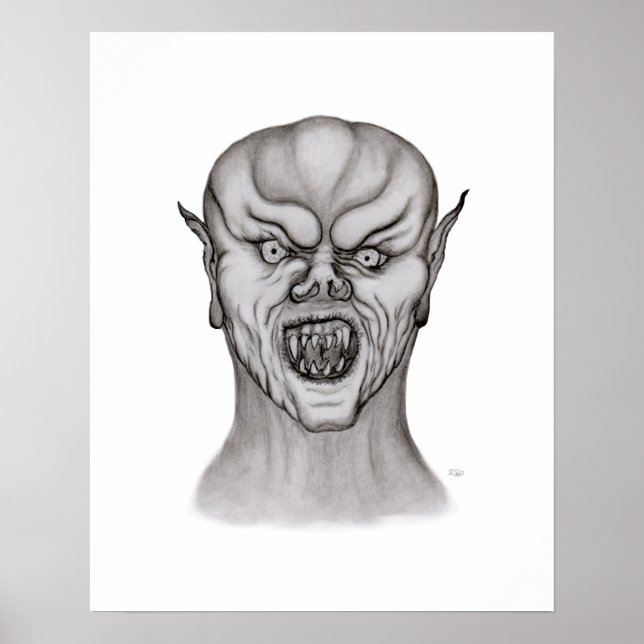 Vampir Schwarzweiß-Design Poster (Vorne)