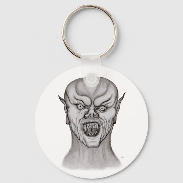 Vampir Schwarzweiß-Design Schlüsselanhänger (Vorderseite)