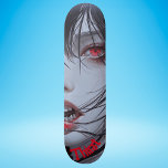 Vampir Skateboard<br><div class="desc">Ein nettes, stylisches Straßendesign eines weiblichen Vampirs, das im Animestil gemacht wird, das Wort "Durst" kann von Ihnen bearbeitet werden, damit Sie es ändern können, was Sie wollen, vielleicht einen Namen oder etwas Anderes. Ändern Sie Text, Schriftart, Farbe und Größe, übertragen Sie das Bild auf das Skateboard Ihrer Wahl oder...</div>