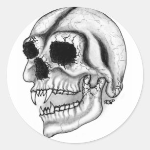 Vampir skull Schwarzweiß-Design Runder Aufkleber