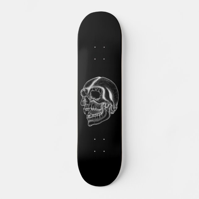 Vampir skull Schwarzweiß-Design Skateboard (Vorderseite)