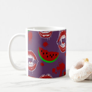 Vampir & Wassermelone Gruseliger Summerween Lila Kaffeetasse