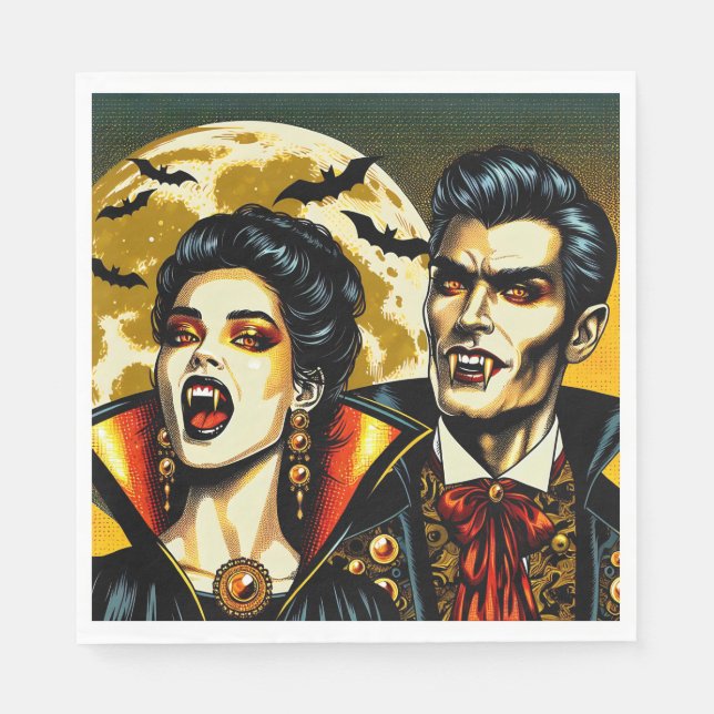 Vampire and Bats Halloween-Party Serviette (Vorderseite)