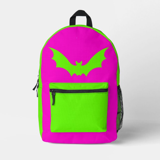 VAMPIRE BAT BACKPACK (GRÜNE PINK) BEDRUCKTER RUCKSACK (Vorderseite)