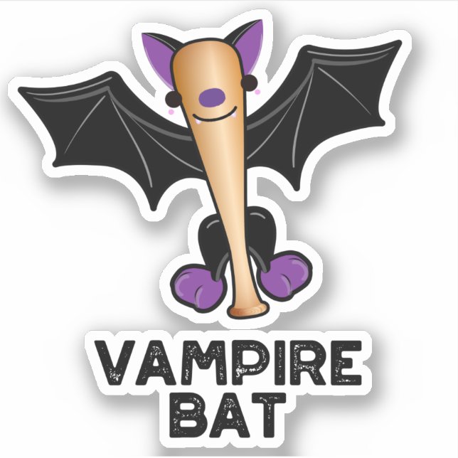 Vampire Bat Funny Baseball Pub Aufkleber (Vorderseite)
