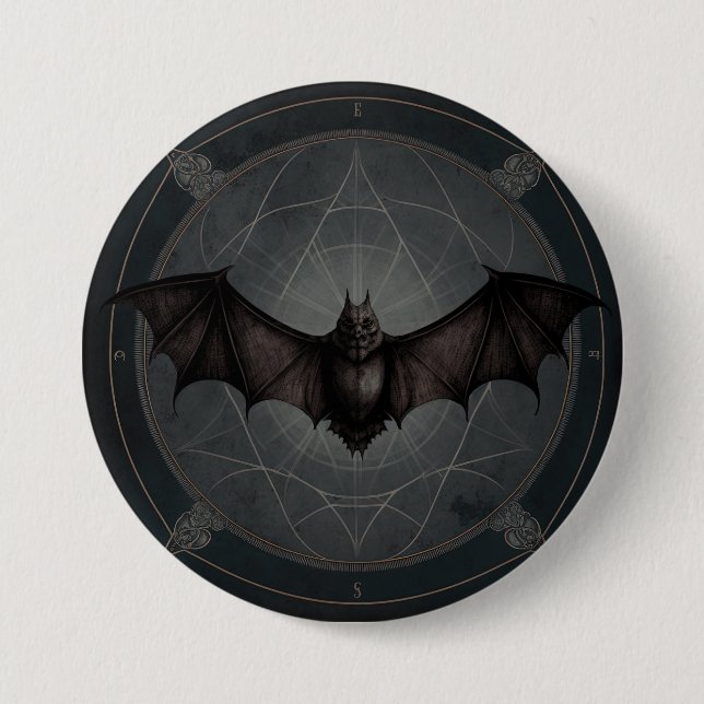 Vampire Bat Gothic Dark, Ai Generated Design Button (Vorderseite)