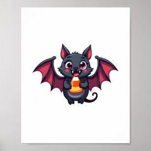 Vampire Bat mit Candy - Niedlicher Halloween-T - S Poster