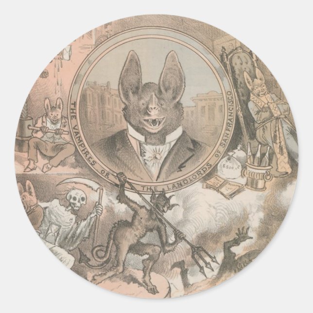 Vampire Bat Portrait Runder Aufkleber (Vorderseite)