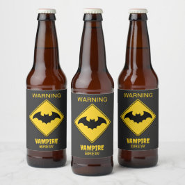 Vampire Bat Warnung Halloween Bierflaschenetikett