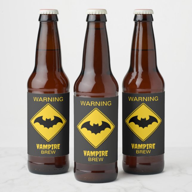 Vampire Bat Warnung Halloween Bierflaschenetikett (Flaschen)